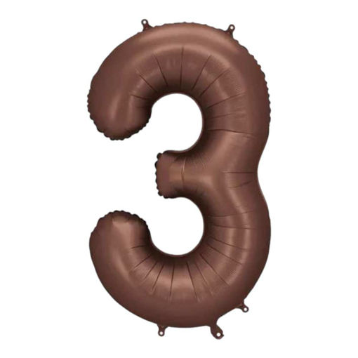 Picture of FOIL BALLOON NUMBER 3 MOCHA 34 INCH